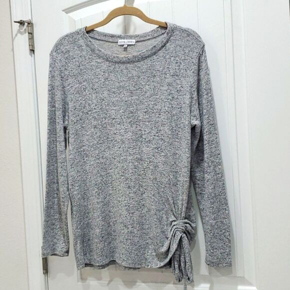 Thyme + Honey Women's Cozy Side Hem Tie Long Sleeve Pullover Sweater  Grey Large - Picture 1 of 5